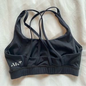 AKT Fitness Black Sports Bra Criss Cross Back Straps Gym Athletic